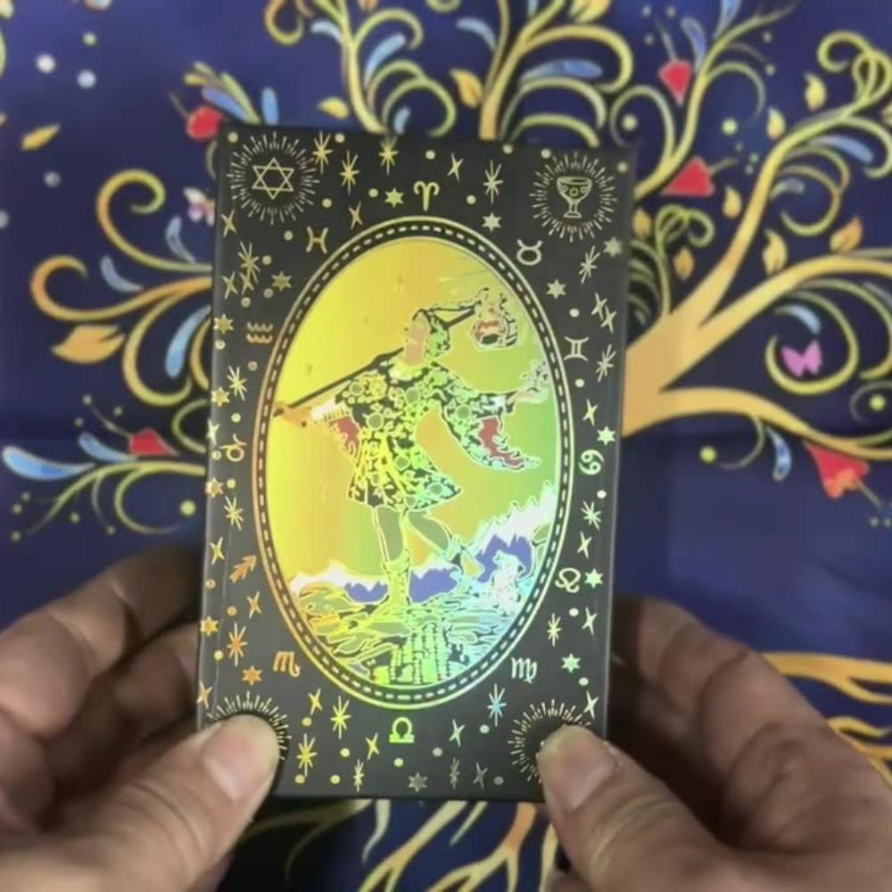 Черная позолоченная колода мистических карт Таро, инструмент для гадания с роскошной отделкой 12*7 см 78 шт. водонепроницаемых карт на основе системы Райдера