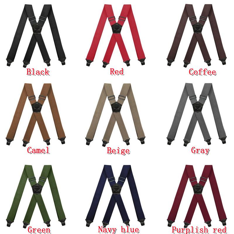 1 шт., сверхпрочные рабочие подтяжки для мужчин, ширина 3,8 см, X-Back, 4 пластиковые застежки, регулируемые эластичные брючные брюки, подтяжки, ремень