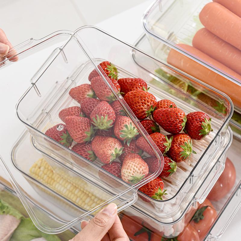Fridge Organizer Bin Stackable Refrigerator Storage Box Clear Plastic Food Fridge Organizer Containers Pantry Kitchen Organizer