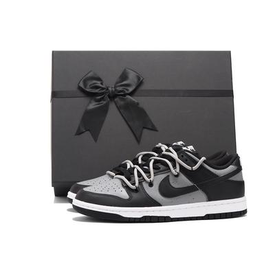 Кроссовки Dunk Leather, Защита, Ударопрочность, Износостойкость, Низкие, Для скейтбординга, Детские, Черный Серый CW1590-100(Команда59 - SBOX)