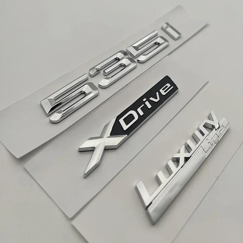 AAAOK1 ABS 3D Chrome Car Trunk Letters 528i 535i 540i Luxury Line Xdrive Emblem Logo Sticker For BMW E60 E34 F10 G30 E39 Accessories