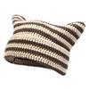Warm Stripe Knitted Hat Cute Little Devil Cap Soft Pullover Hat  Girls
