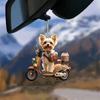 Christmas Decoration Puppy Riding Motorcycle Acrylic Pendant Xmas Tree Hanging Ornament for Holiday Home Car Decor