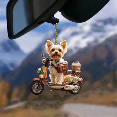 Рождественское украшение щенок езда на мотоцикле акриловый кулон рождественская елка подвесное украшение для праздничного дома автомобиль декор