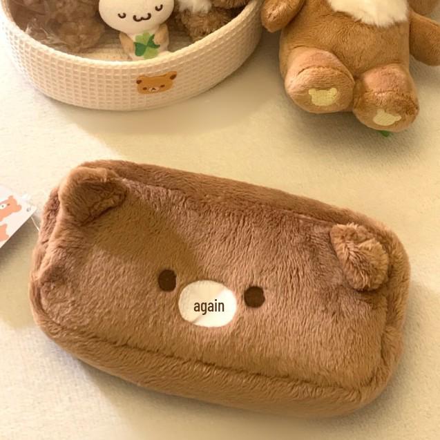 Плюшевая пенал-косметичка Rilakkuma: Милая японская косметичка и пенал для хранения канцелярских принадлежностей с мультяшным дизайном для девочек