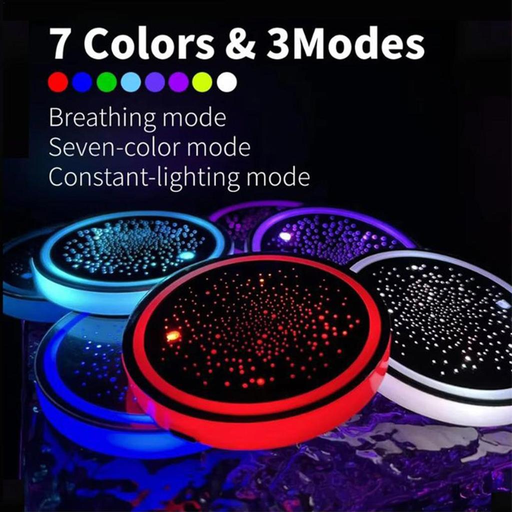 LED Cup Holder,Light Up Car Coaster, 7 Color Changing Luminous Coaster Car Luminous