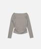 INSTANTFUNK Stripe Off Shoulder Neck Tee - Gray