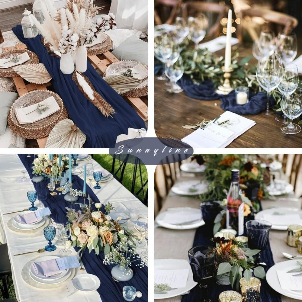 Elegant Pleated Tablecloth Washable Table Cover Table Covering Crepe Table Runners Wedding Events