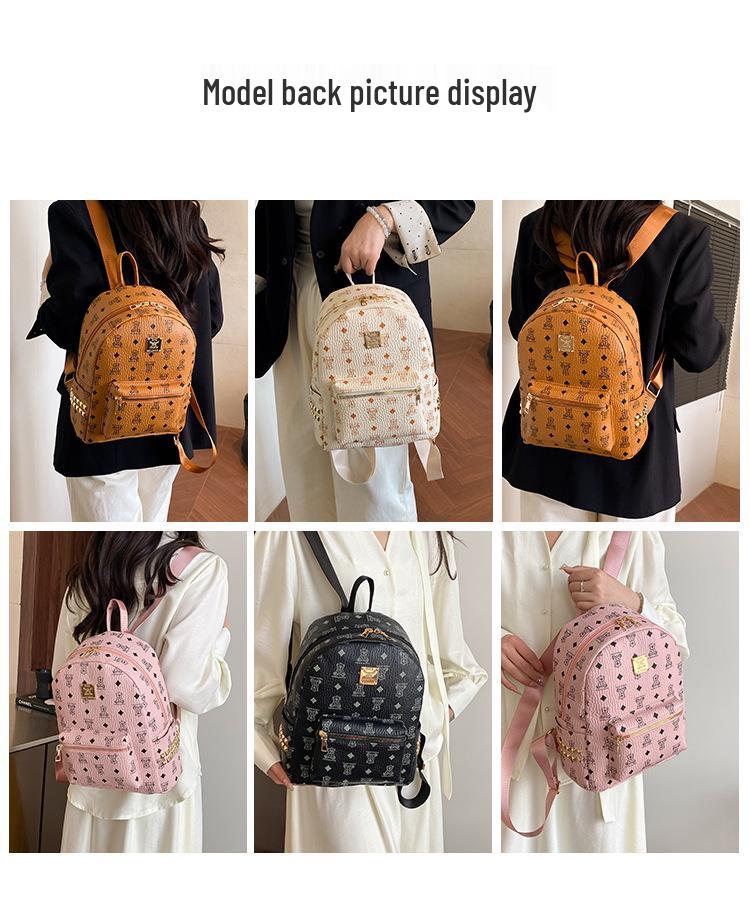 Рюкзак 2025 года с принтом ретро-плюшевого мишки - Женская школьная сумка большой вместимости