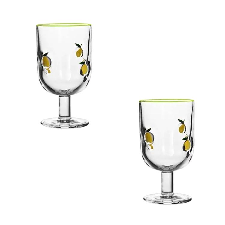 Lemon Decorated 360ml Drinking Glasses Shatters Resistant Clear Pubs Glasses For Gift Home Kitchens Party Supplies