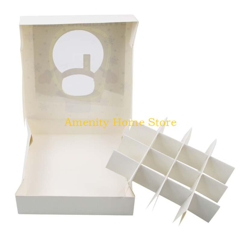 F26C 12Pcs Christmas Treat Boxes 12 Slot Chocolate Gift Box Cookie Candy Box Recycled Paper Packaging Box Christmas Supplies