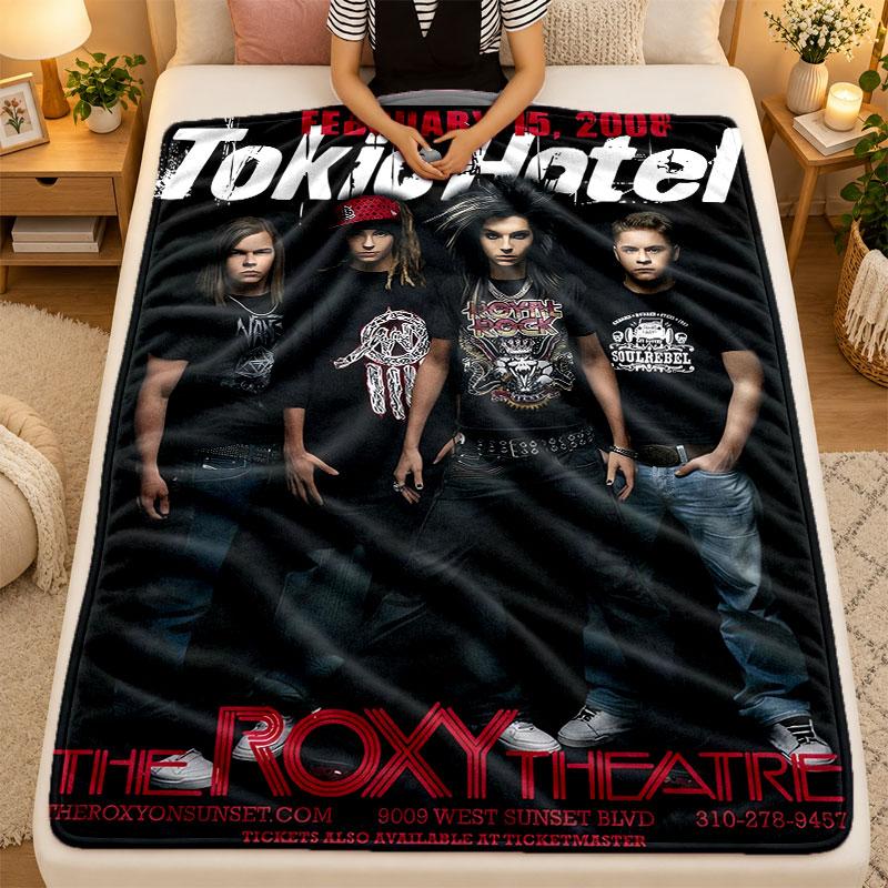 Flannel BlanketTokio Hotel Warm Soft Throw Blanket for Indoor Sofa Bed Living Room Use