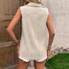 Повседневный универсальный свободный повседневный летний топ без рукавов на пуговицах с текстурированным воротником