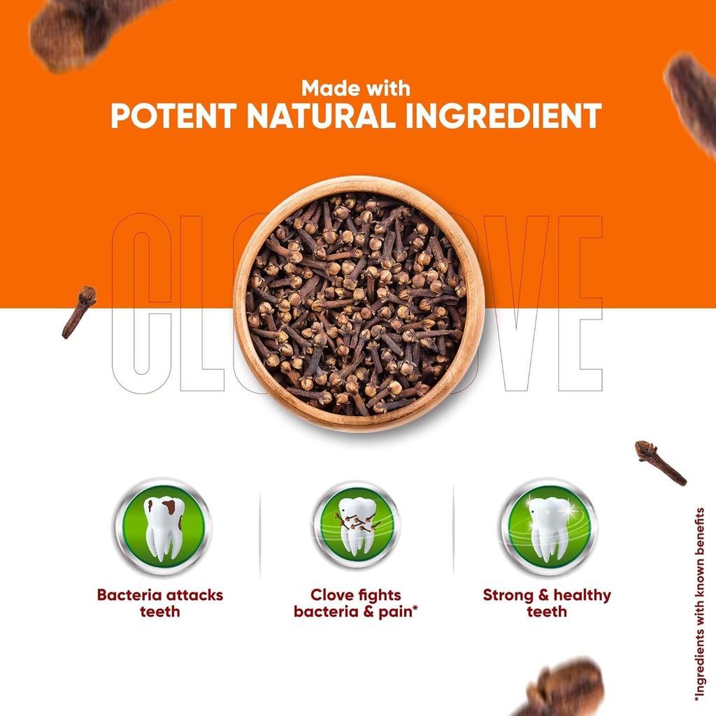 Dabur Herb'l Clove Toothpaste 600g (200g X 3 Pack) | Natural Cavity Protection, Bacteria Defense & Pain Relief | Fluoride & Paraben Free