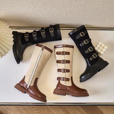 Осенне-зимние детские высокие сапоги для девочек, мягкие, удобные, повседневные, универсальные, кожаные туфли