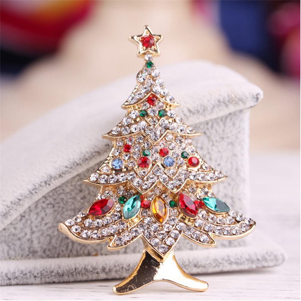 New Fashion Christmas Tree Alloy Rhinestones Brooch Pin Clothes Accessory
