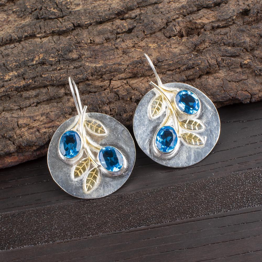 Swiss Blue Topaz 925 Sterling Silver Jewelry, Handmade Gorgeous Silver Earrings, Topaz Gemstone Jewelry For Love