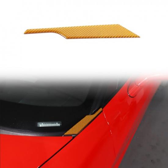 Soft Yellow Carbon Fiber Hood Triangular Sticker Trim For Corvette C6 2005-2013