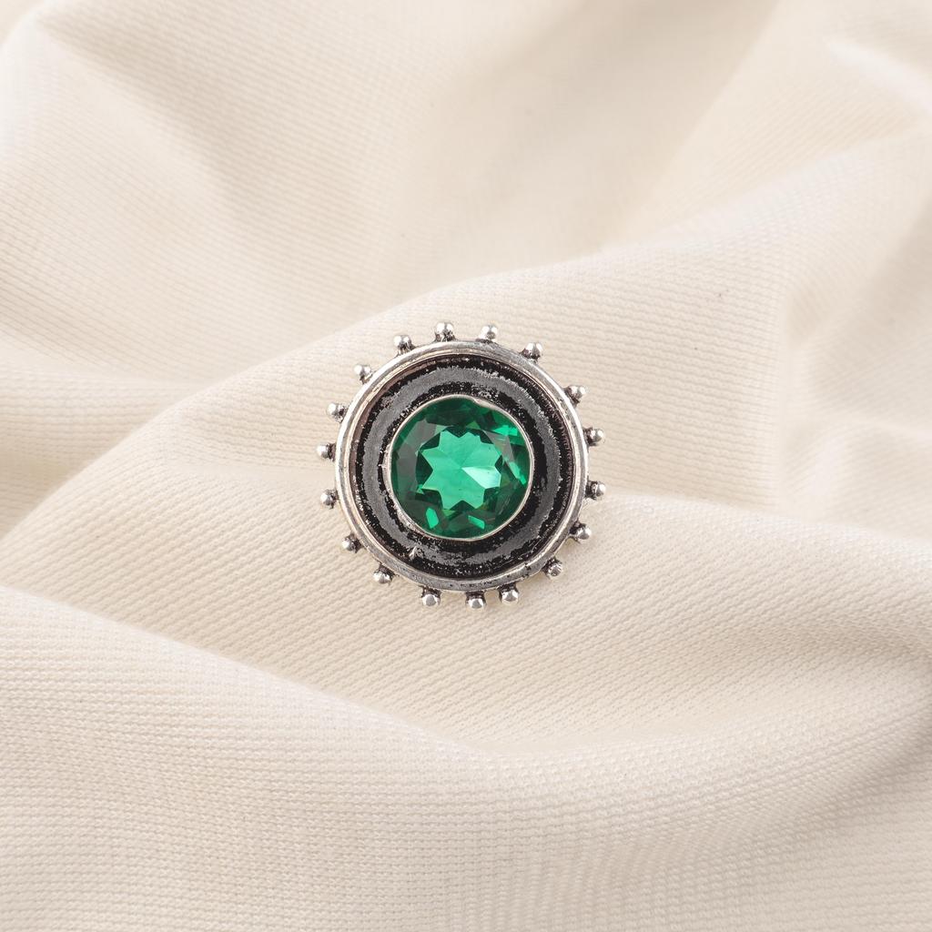 Green Emerald Gemstone Ring, Handmade Jewelry, 925 Solid Sterling Silver Ring, Attractive Jewelry Ring For Wedding Gift