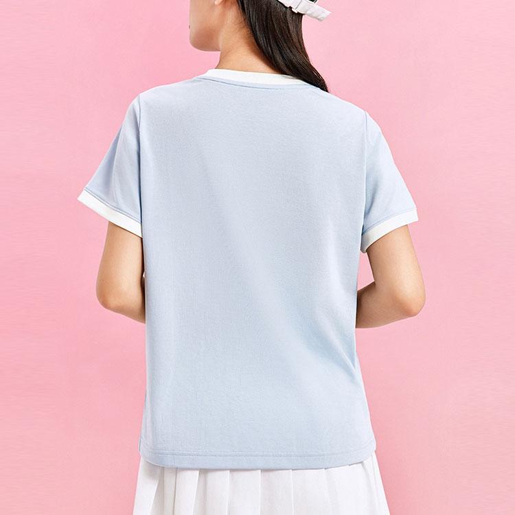 Anta Футболка Life Series Color Block с круглым вырезом и коротким рукавом, свободная, женская, светло-голубая 962428105-6