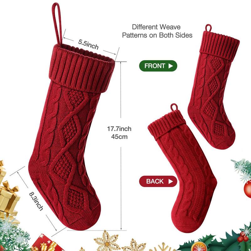 1 Piece Of Christmas Stockings 17 Inch Long Rope knitted Stockings Christmas Hanging Stockings Decorative Socks