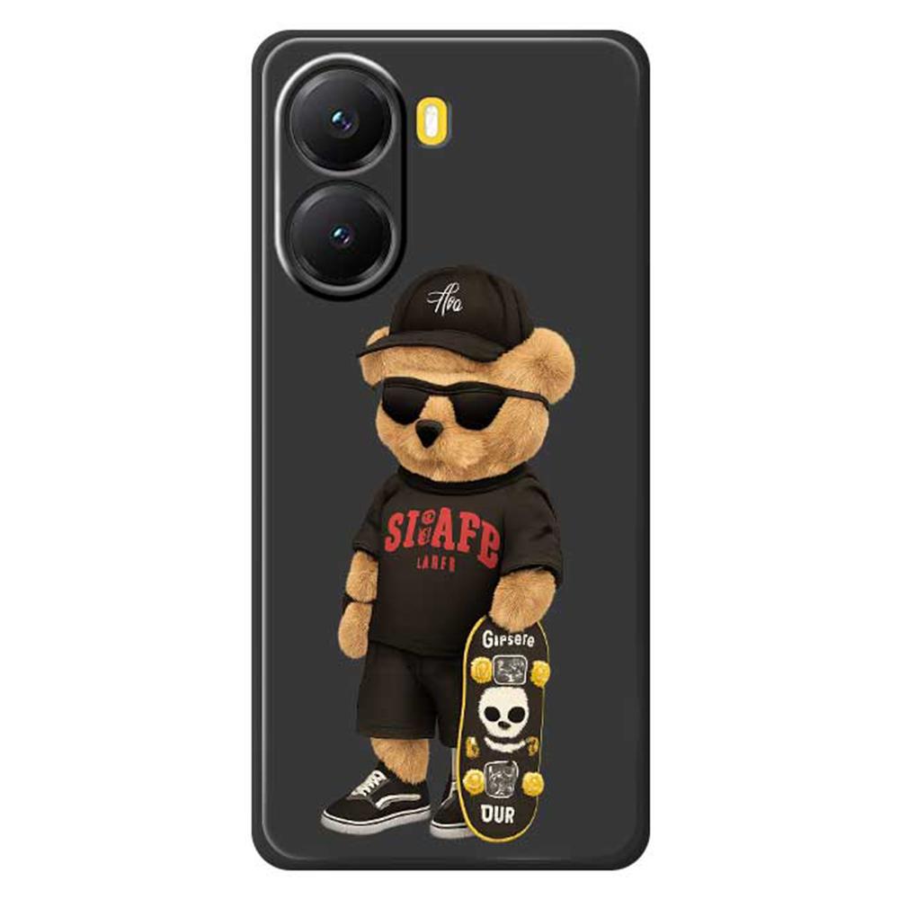 For Xiaomi Redmi Turbo 4 5G/Poco X7 Pro 5G Case Cool Bear Pattern Printing Straight Edge TPU Phone Back Cover