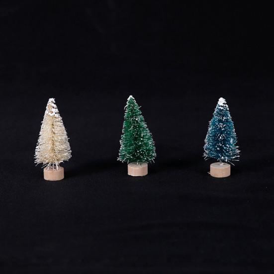 3Pcs Artificial Mini Christmas Tree Set with Snow Frosted Tips 3.5-15cm