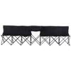 6 Seat Folding Sports Bench Portable Sports Team Bench Spectator Chair with Cooler Bag and Carrying Bag for Outdoor Picnic Camping - Black