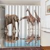 Cat Brushing Teeth Shower Curtain Bathroom Product Waterproof Durable Polyester Fabric Room Decoration Cortinas With 12pcs Hooks