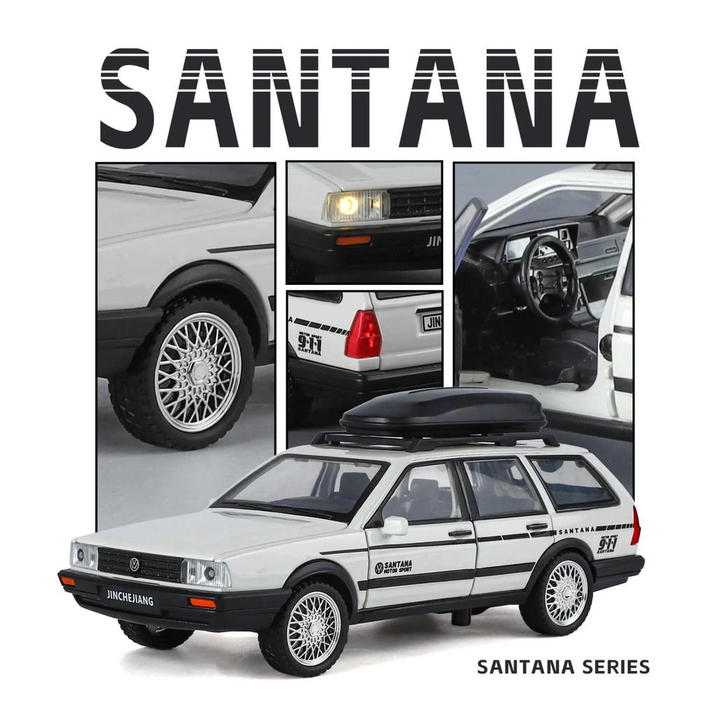 1/32 Volkswagen Santana Avant Универсал Металлическая модель автомобиля Литье под давлением Металлический транспорт для путешествий Модель автомобиля Симуляция звука и света Детская игрушка Подарок