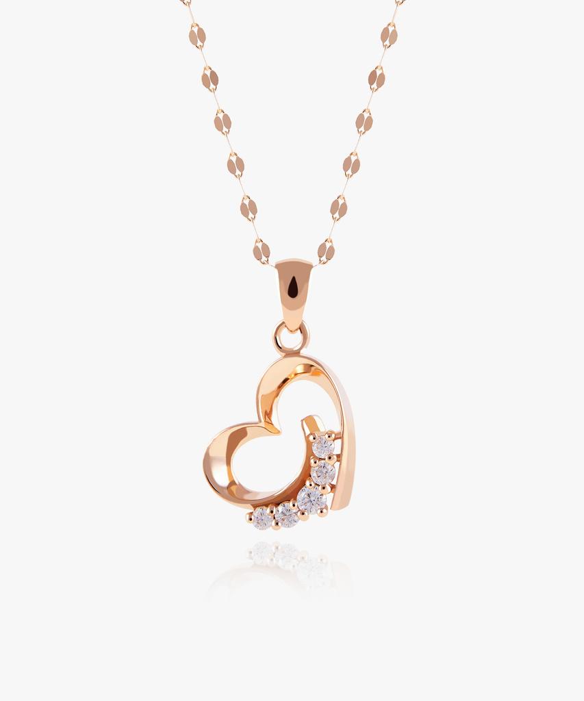 Helene Jewelry 14K Cherish Heart Cubic Gold Necklace