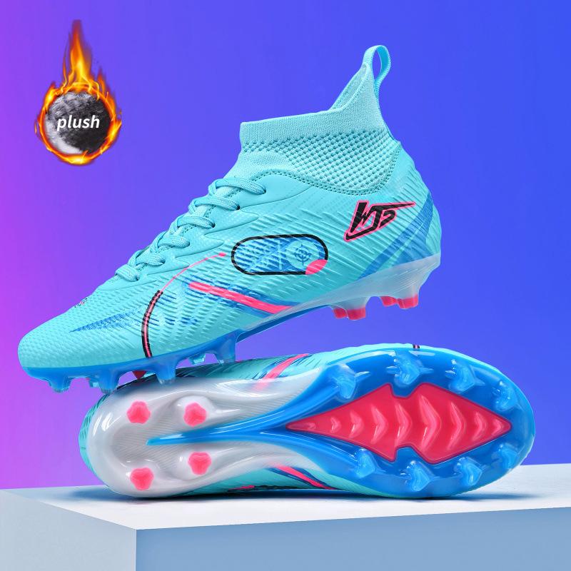 cotton new high-top velvet football shoes broken nails lawn nails leather feet men's and women's training shoes