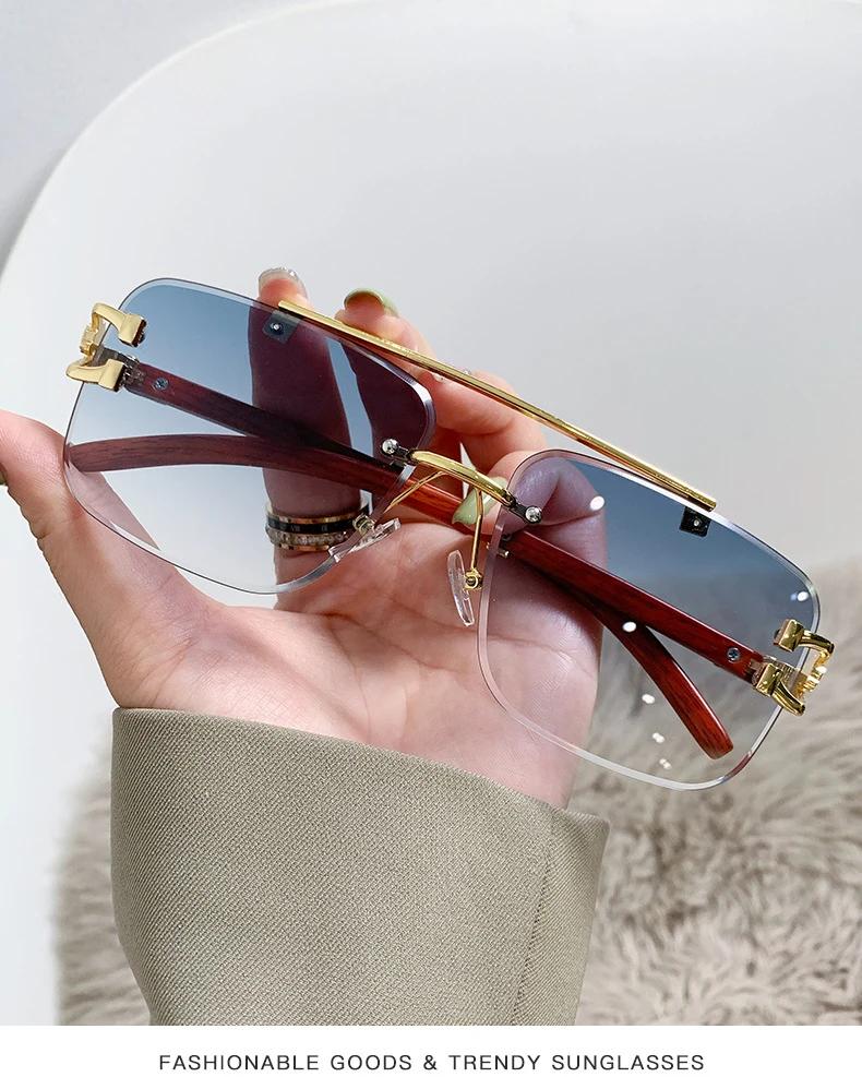 Прекрасные безободковые квадратные солнцезащитные очки женские мужские дизайнерский бренд солнцезащитные очки женские мужские повседневные металлические зеркальные