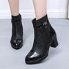 7см Маленький размер 32-43 Модные вышитые ботинки из мягкой кожи на платформе Осень Зима 2025 Средний блочный каблук Ботильоны на щиколотке с мехом
