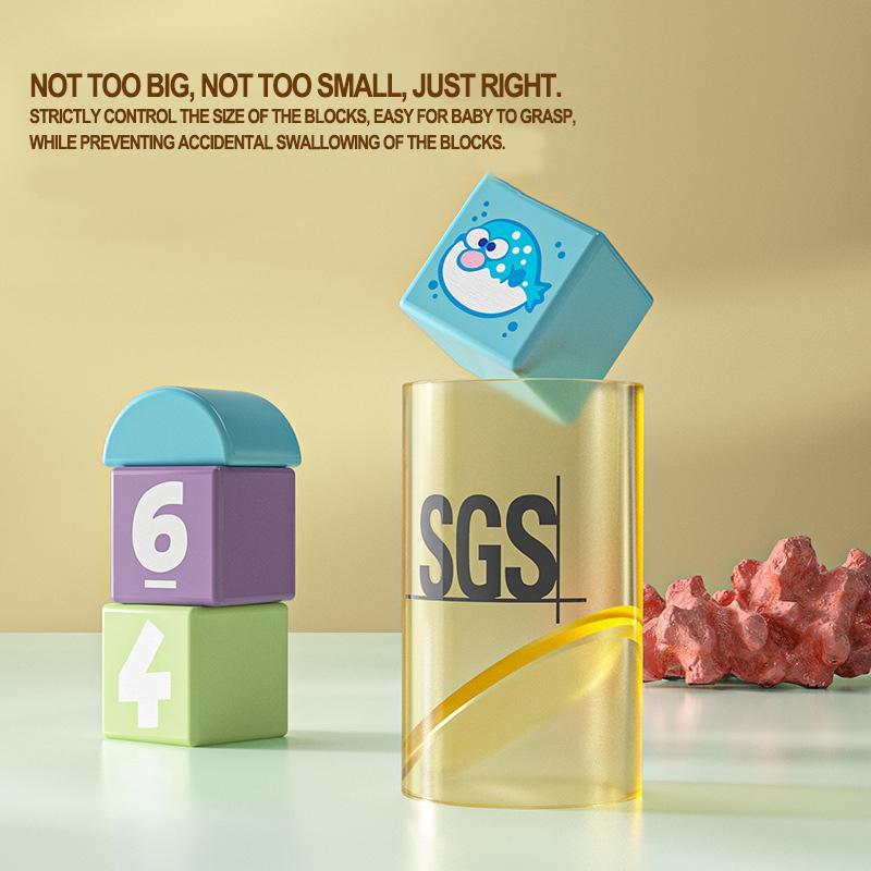 Iwood Boys and Girls Sea Animals Barrel Building Blocks/Wooden Large Particles of Intellectual Toys for 1-3 Years Old Children's Day Birthday Gift