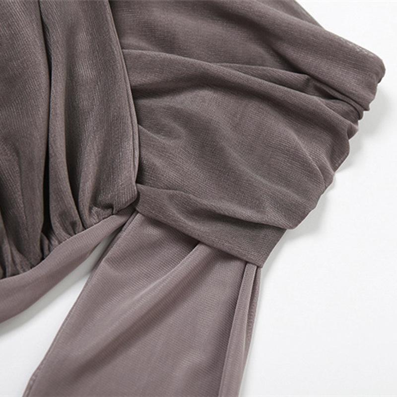 Осенний женский сексуальный повседневный пуловер с одним вырезом и длинными рукавами в стиле тай-дай