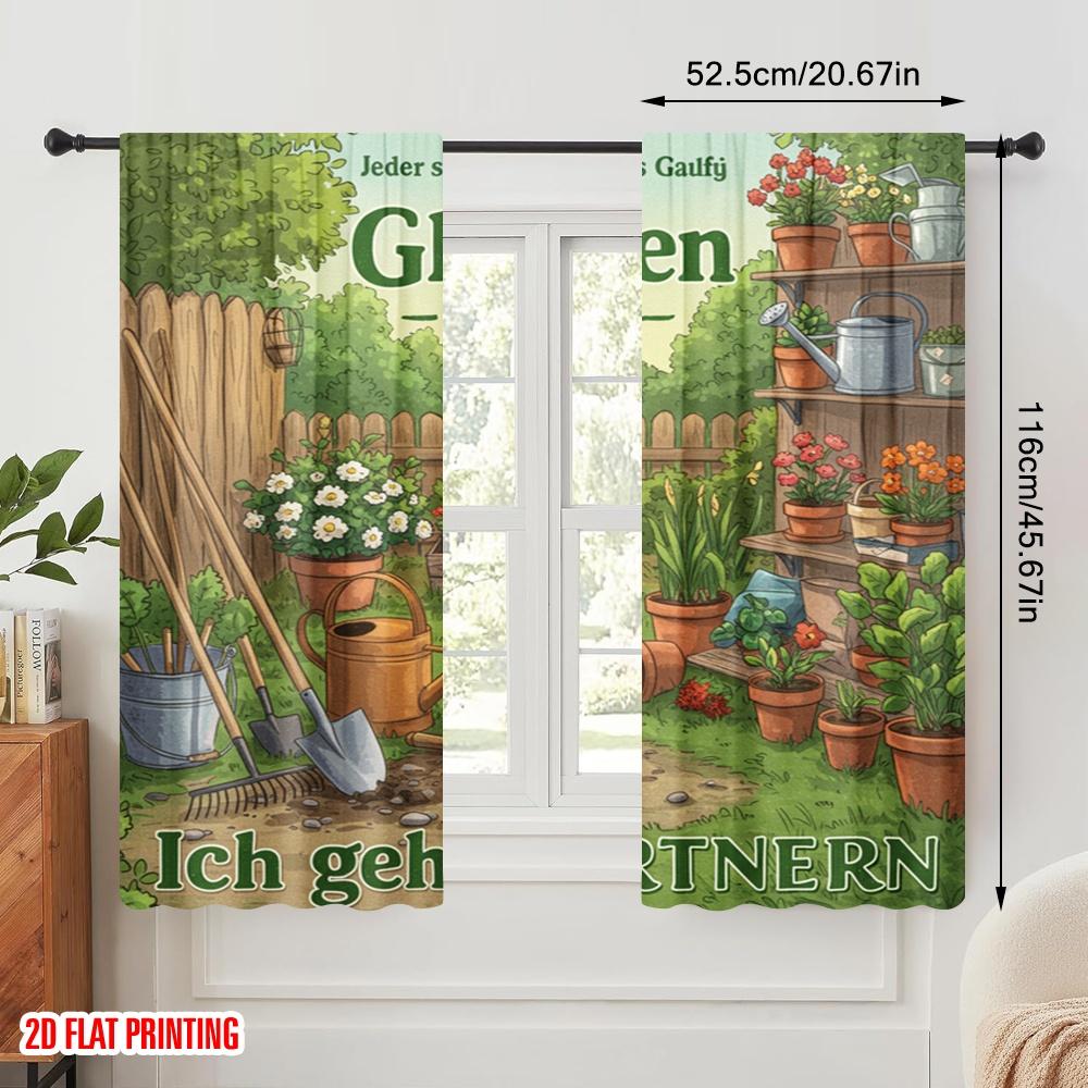 2pcs 2D Flat Printing Curtains Believe Garden Yard Polyester Without Electricity Seasonal Party & Holiday Decor Perfect for New