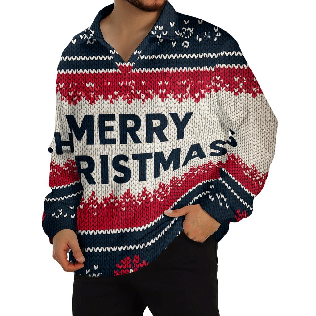 Men's Casual Collared Long-Sleeve Knit Base Layer Top