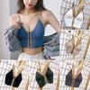 Women Zipper Built In Bra Off Shoulder Korean Sports Tank Top Spaghetti Strap Striped Crop Tops Elegant and Comfortable Women's Top