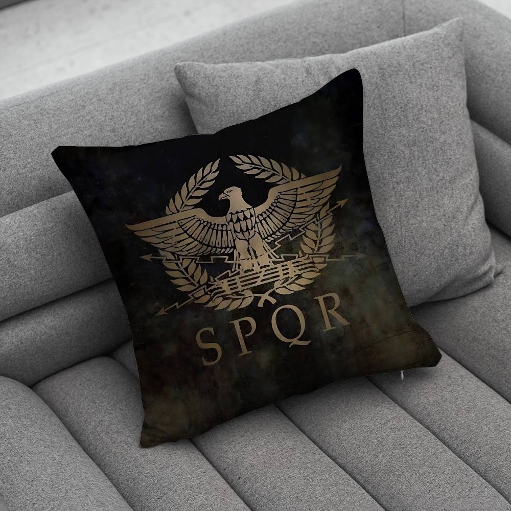 Ретро Чехол для подушки SPQR Римской Империи Чехол от пылевых клещей Невидимая молния Шелковистый короткий плюш Чехол для подушки дивана