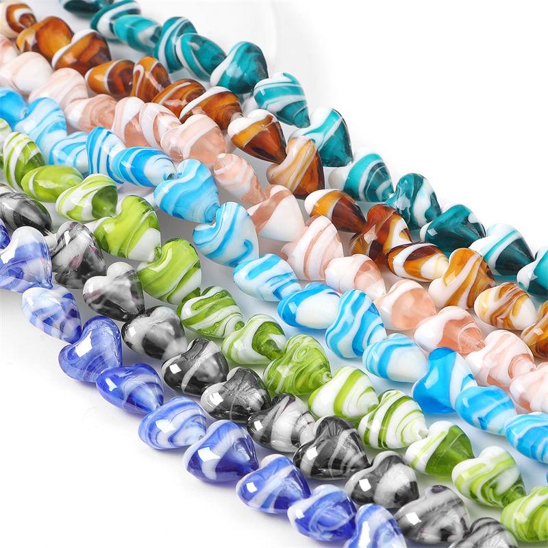 2 шт. глазурованные бусины в виде сердца любви стеклянные бусины-разделители ручная роспись в полоску Шарм для изготовления ювелирных изделий DIY браслет серьги подарки ремесленные аксессуары