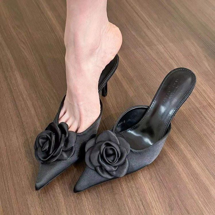 Женские тапочки с острым носком, летние новинки 2024 года, сладкие розовые туфли на тонком высоком каблуке, женские модные туфли для выпускного вечера, туфли-лодочки