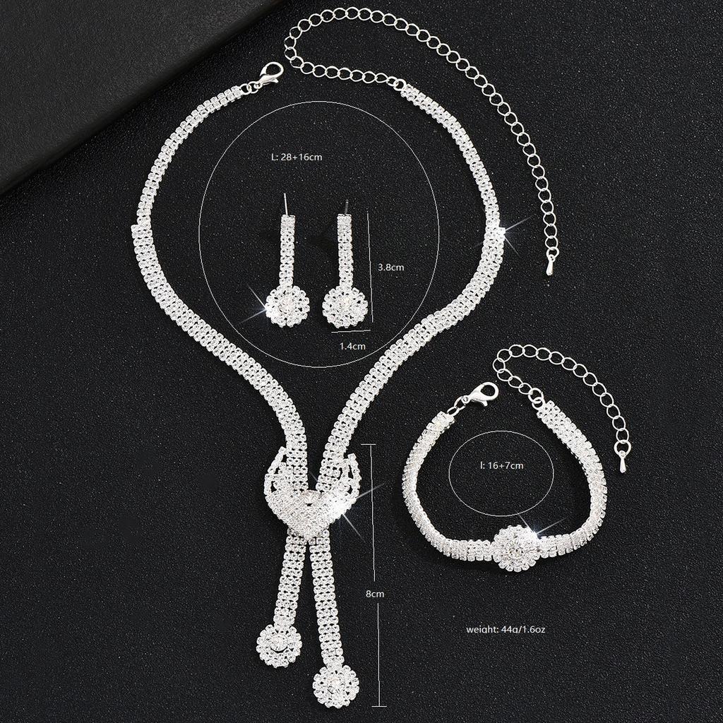 Свадебная и повседневная одежда Темперамент Супер Вспышка Бриллиантовое Ожерелье Серьги Браслет Комплект из трех предметов