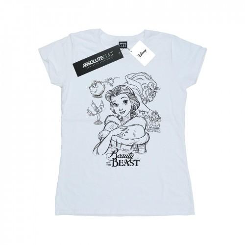 Disney Womens/Ladies Beauty And The Beast Collage Sketch Cotton T-Shirt
