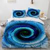 3D Print Abstract Psychedelic Swirl Duvet Cover Set Blue Green Stripe for Teens Bedding Set Art Comforter Cover King Queen Size