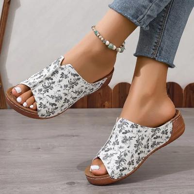 Модная женская обувь 2024 года, высококачественные базовые женские тапочки, модные повседневные тапочки с принтом, женские новые тапочки на плоской подошве с открытым носком Zapatos