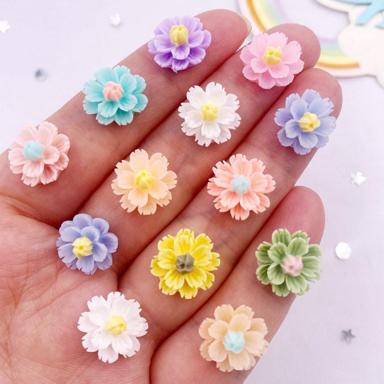 50Pcs 13mm Resin Carnation Flower Scrapbook Flatback Rhinestones & Decorations