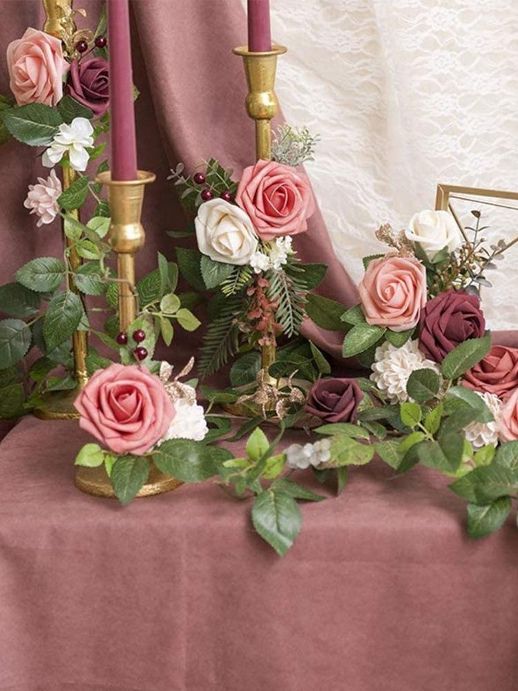 25 шт. настоящих роз со стеблем, искусственные розы, головки цветов для свадебных букетов своими руками, центральные композиции, украшения для дома на вечеринку