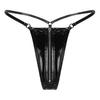 Womens Latex Patent Leather Lingerie Underwear Wetlook Zipper Crotch T-back G-string Thongs Glossy Low Waist Briefs