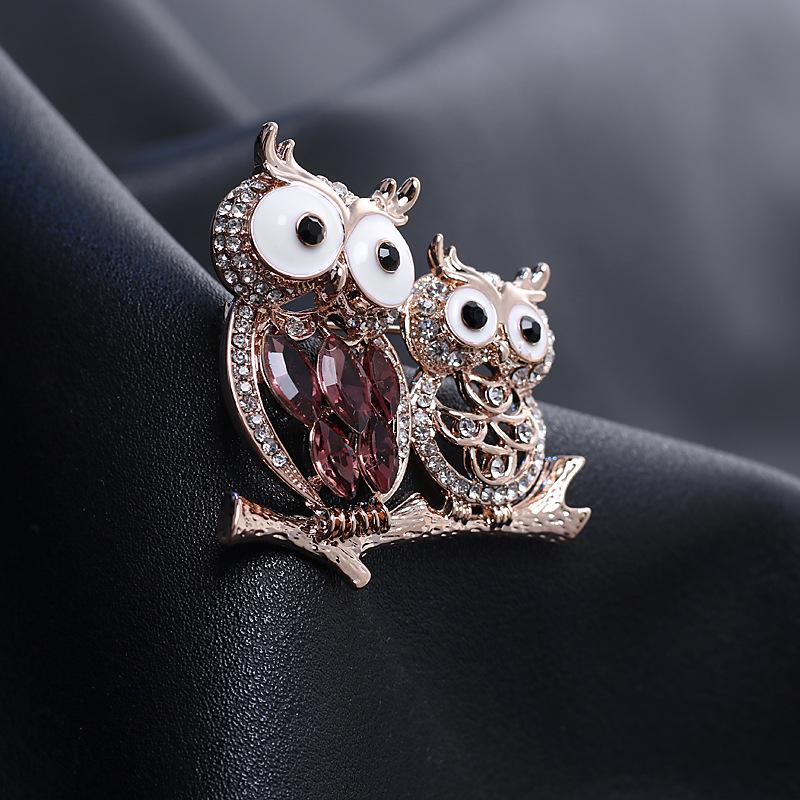 Милая винтажная брошь в виде совы, женская модная брошь в виде животного, нежная бриллиантовая булавка, мультяшные аксессуары